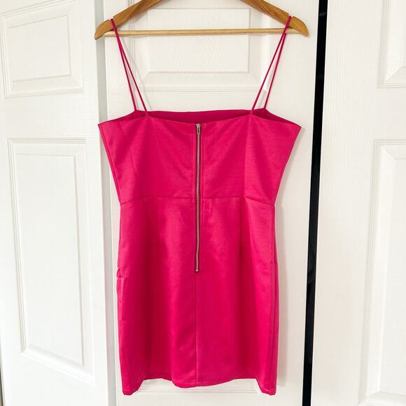 NWT Revolve More To Come Nory Hot Pink Satin Zip-Back Mini Dress Size Medium - Picture 3 of 8